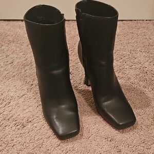 Sleek Black Ankle Booties with Square Toe
